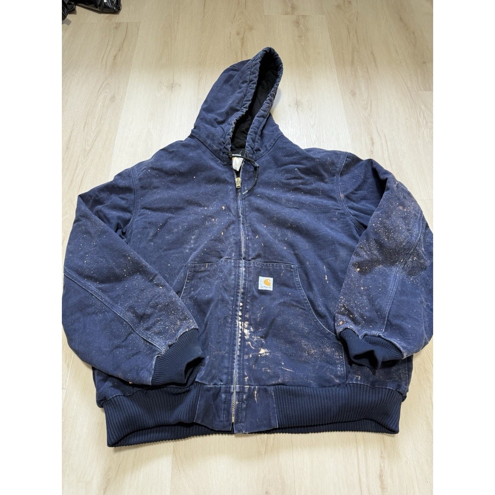 Carhartt Navy Blue J140-DNY Firm Hooded Quilt Lined Active Jacket Men's Size XL
